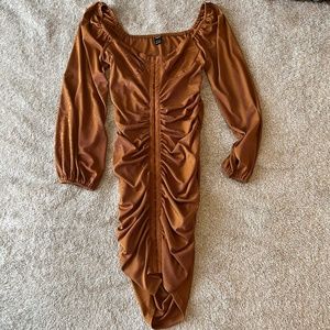 SHEIN Burnt Orange Corset Midi Dress